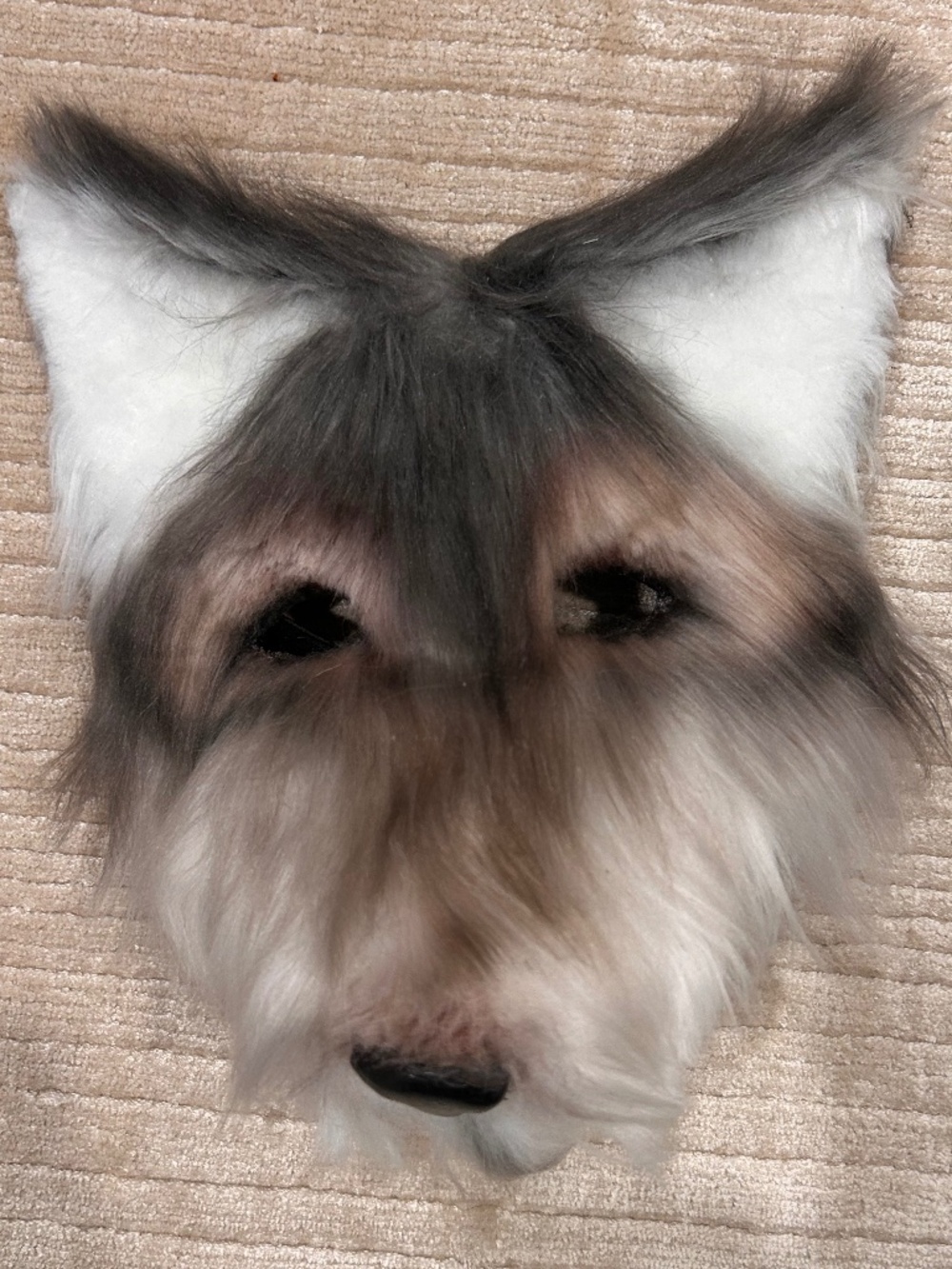 Faux Fur Full Wolf Face Mask w/ Ears Fully Furred! Elastic Strap Adult One Size